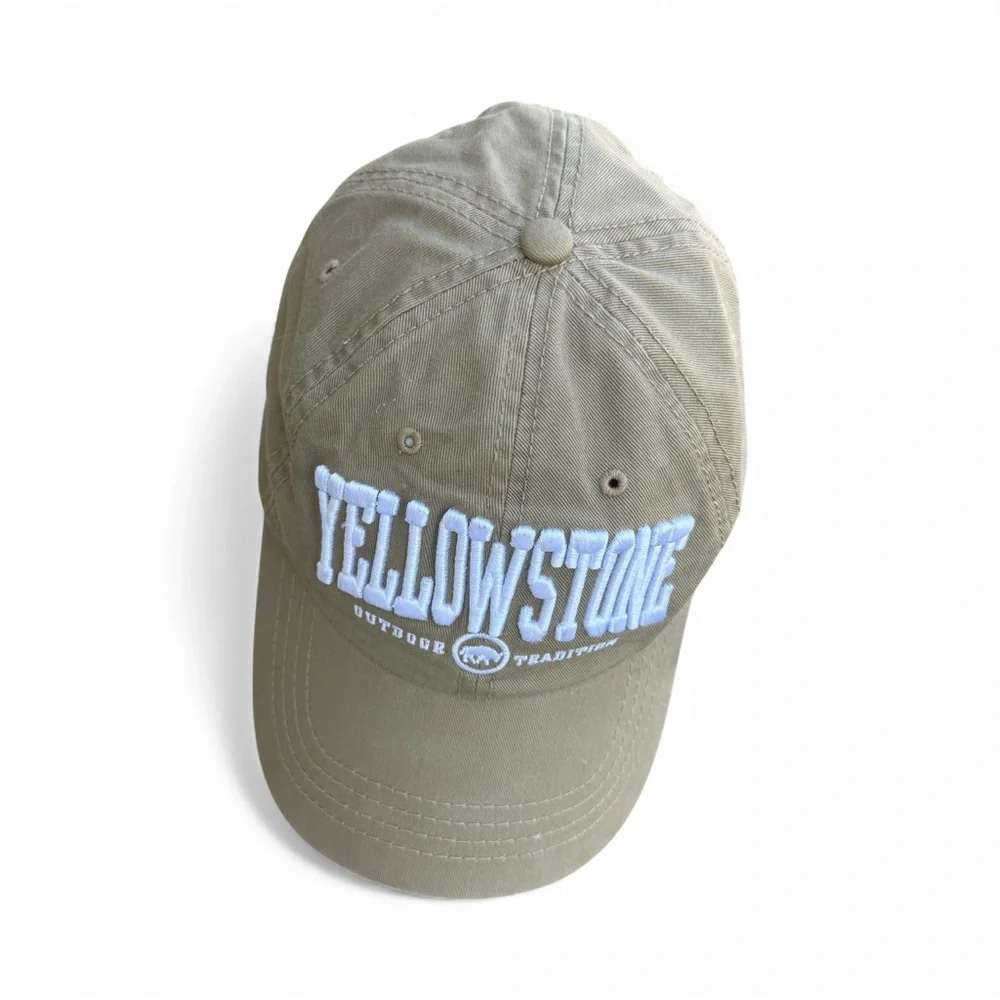 Yellowstone National Park Strapback Dad Hat Khaki Embroidered Bison